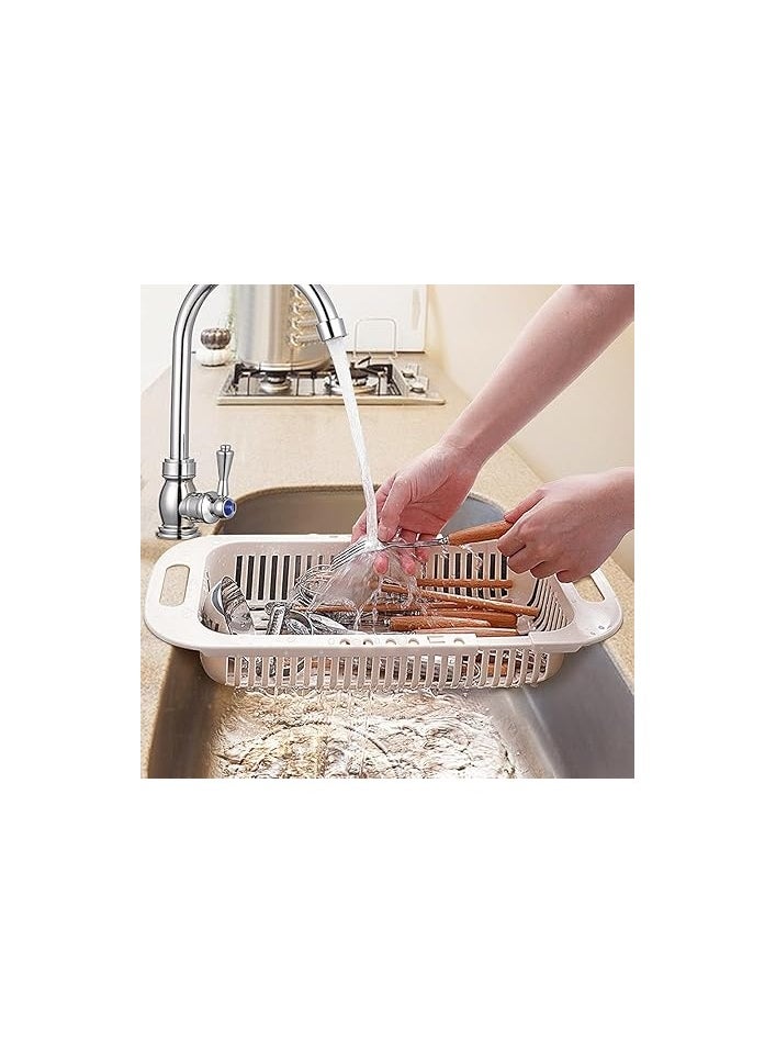 MIRFA - Extendable Kitchen Sink Colander Strainer Basket (White) - Image 1