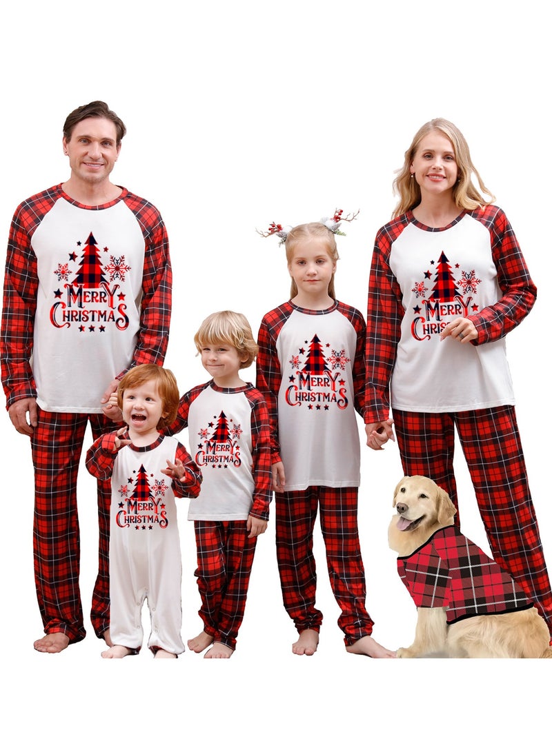 VUCATIN Children's Family Matching Pajamas Holiday Matching Clothing Long-Sleeved Parent-Child Pajamas for Home Suitable for Women Men Children and Pets (Mom Size) - Image 1