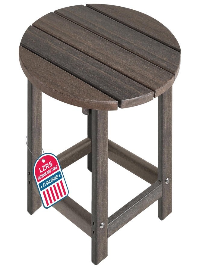 LZRS Round Adirondack Patio Side Table End Table, Outdoor Side Tables for Patio, Backyard,Pool, Indoor Companion, Easy Maintenance & Weather Resistant(Brown Mixture) - Image 1