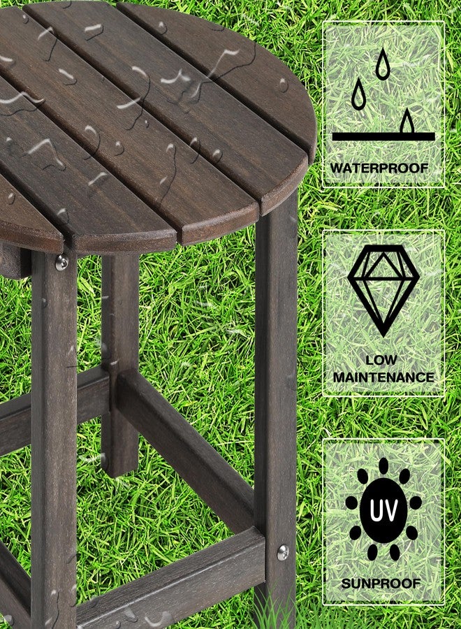 LZRS Round Adirondack Patio Side Table End Table, Outdoor Side Tables for Patio, Backyard,Pool, Indoor Companion, Easy Maintenance & Weather Resistant(Brown Mixture) - Image 3
