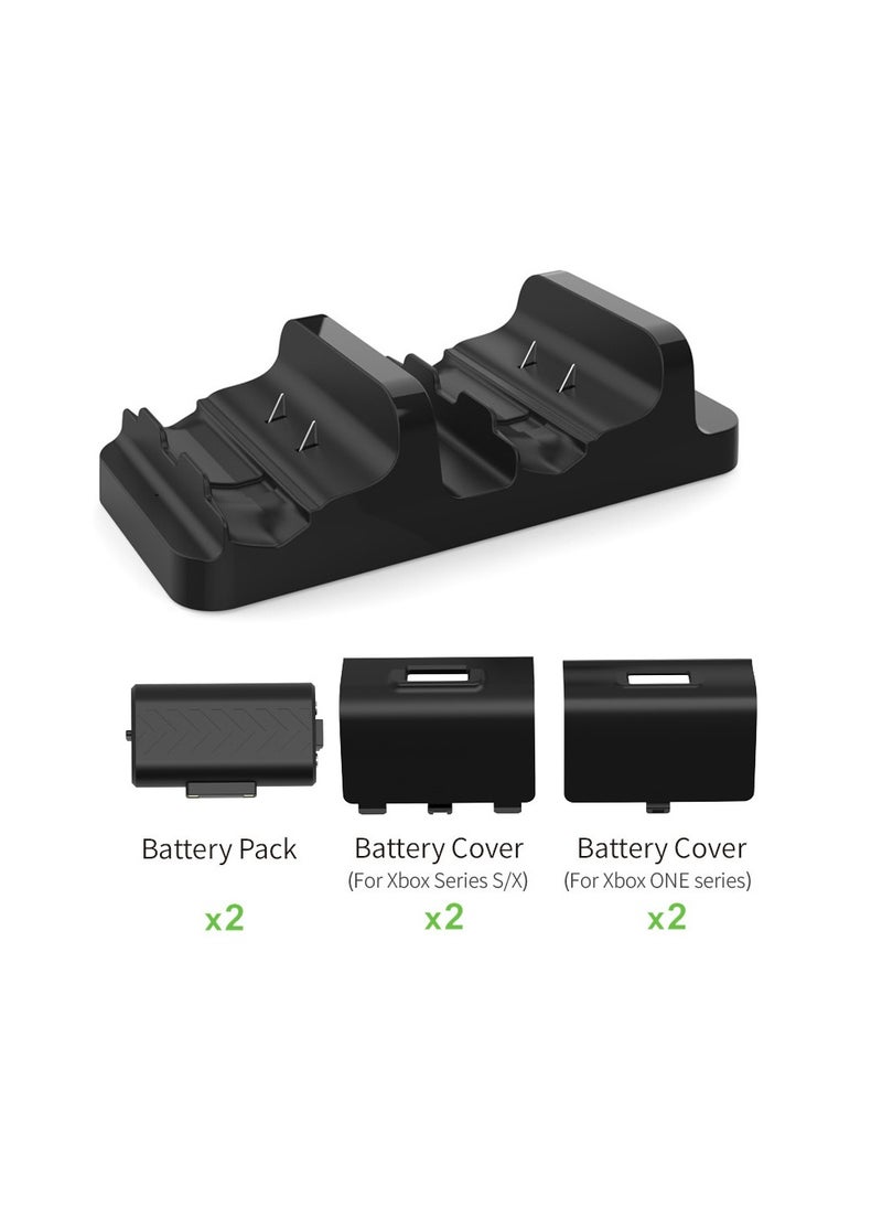 DOBE Charging Dock – Dual Controller Charger Station with 800mAh Rechargeable Battery Packs & LED Indicators for Xbox Series X|S & Xbox One Controllers  - Image 4