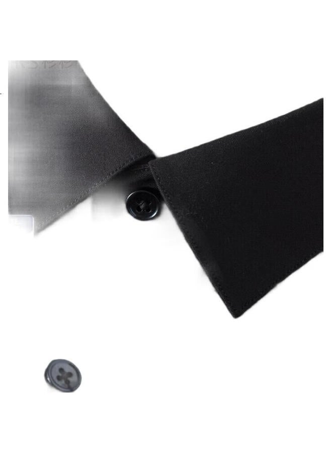 FIRS Men'S Long Sleeve Silk Shirt New Casual Business Wrinkle-Free Shirt Black 40 - Image 2