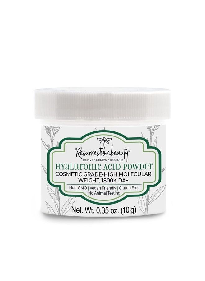 resurrectionbeauty - Hyaluronic Acid Serum Powder, High Molecular Weight Sodium Hyaluronate, Cosmetic Grade Hydrating Ingredient for Homemade Serums & Other Skin Care Products, 10 grams - Image 1