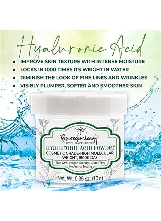 resurrectionbeauty - Hyaluronic Acid Serum Powder, High Molecular Weight Sodium Hyaluronate, Cosmetic Grade Hydrating Ingredient for Homemade Serums & Other Skin Care Products, 10 grams - Image 1