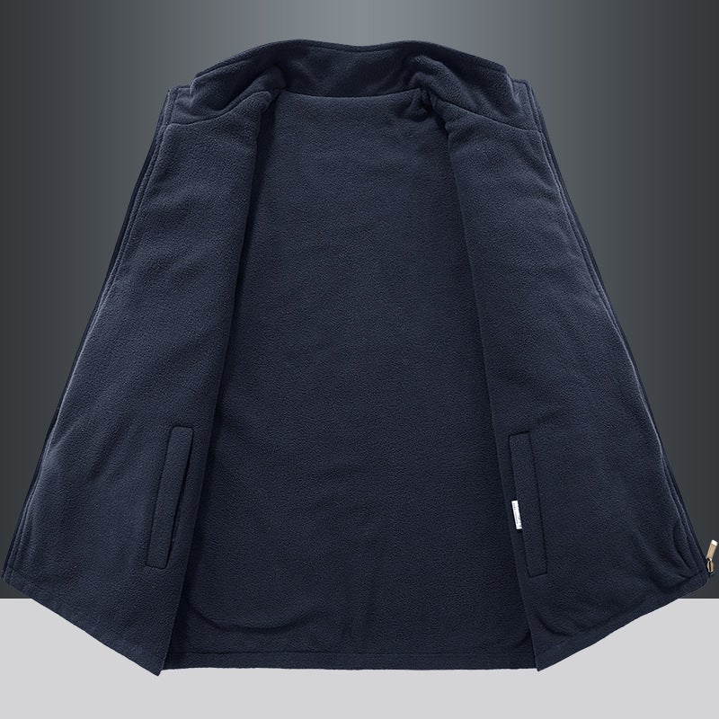 Mens Reversible Vest Autumn Winter Fleece Gilet 1906 Navy blue