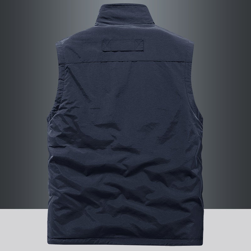Mens Reversible Vest Autumn Winter Fleece Gilet 1906 Navy blue
