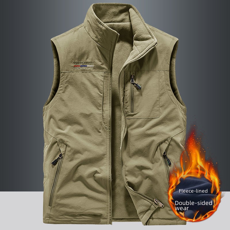 Mens Reversible Vest Autumn Winter Fleece Gilet 1906 Navy blue