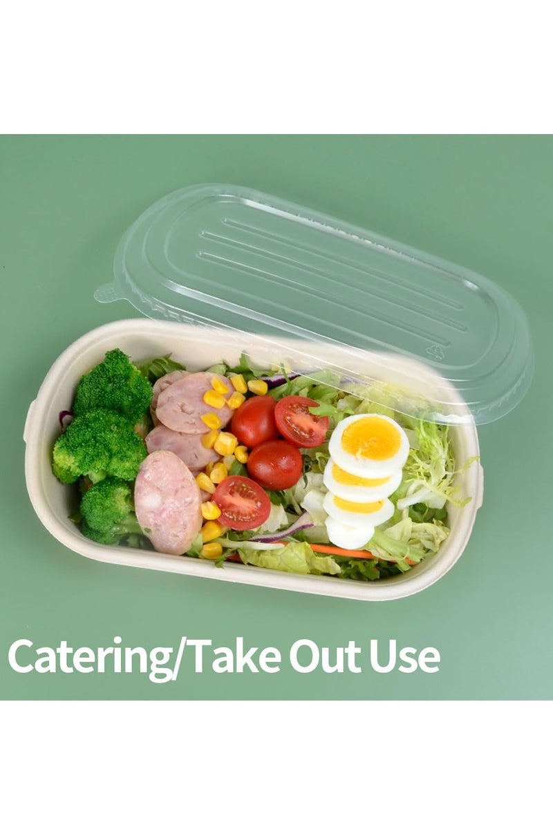 علب طعام ورقية بغطاء، 25 قطعة أوعية كبيرة 32 أونصة للتقديم والتيك اواي وتغليف الطعام - Image 4