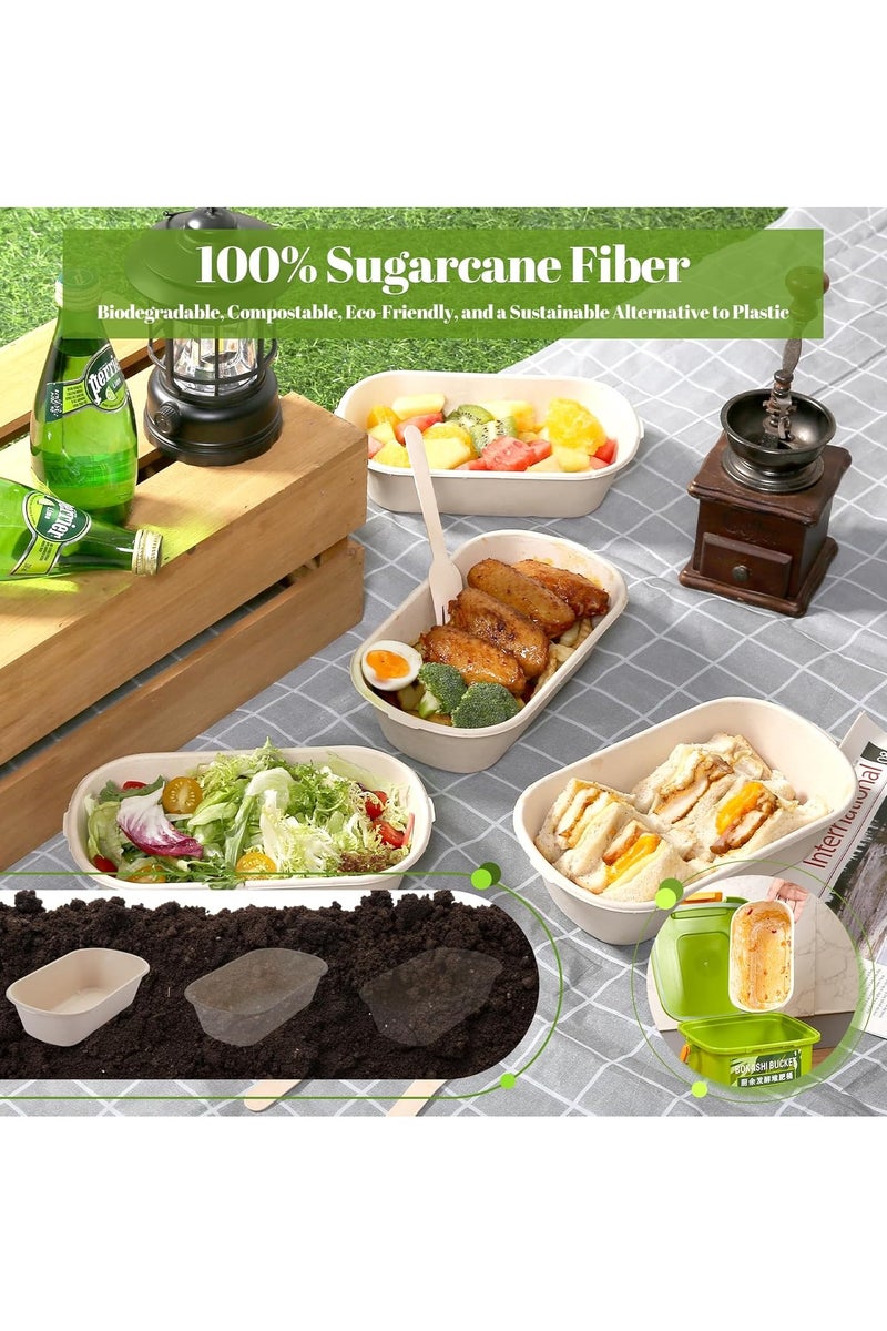 علب طعام ورقية بغطاء، 25 قطعة أوعية كبيرة 32 أونصة للتقديم والتيك اواي وتغليف الطعام - Image 3