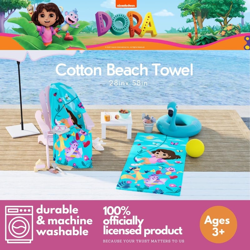 Franco Dora The Explorer Kids Super Soft Cotton Bath/Pool/Beach Towel, 58 in x 28 in, (Offically Licensed Product) - Image 1