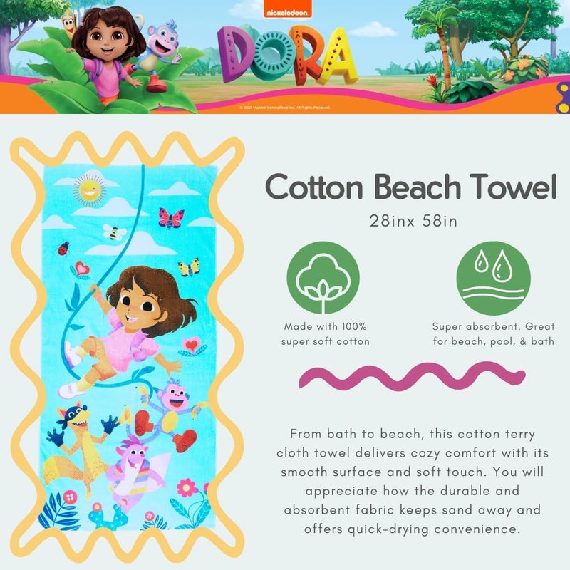 Franco Dora The Explorer Kids Super Soft Cotton Bath/Pool/Beach Towel, 58 in x 28 in, (Offically Licensed Product) - Image 2
