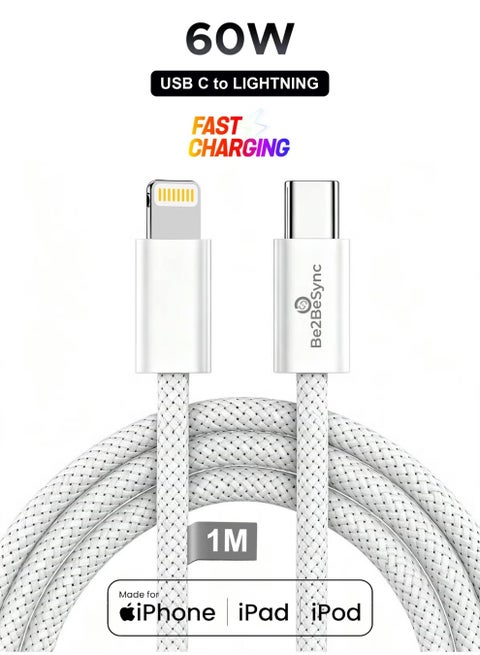 USB C to Lightning Cable 1M, Fast Charging Nylon Braided Type C iPhone Charger Cord Compatible with iPhone 14 13 12 11 Pro Max XR XS X 8, iPad