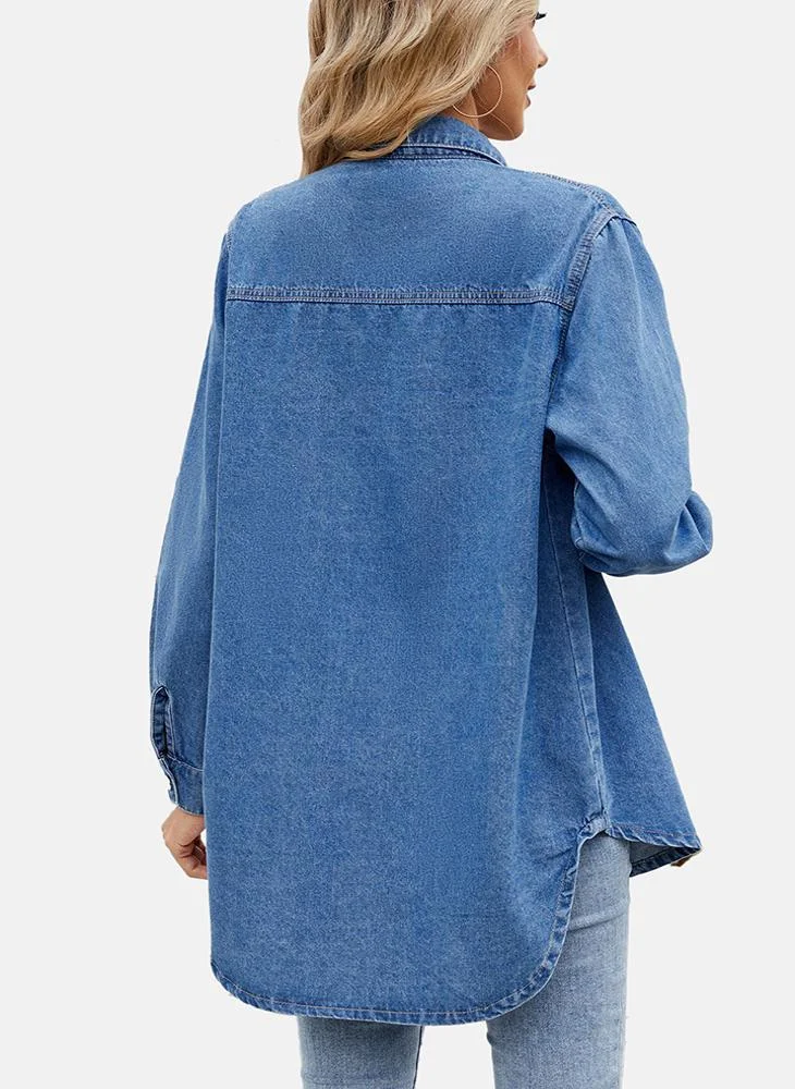 يونيكي Blue Plain Regular Fit Shirt