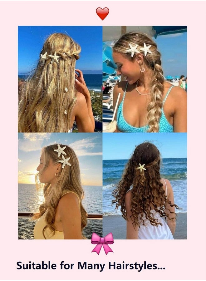 Starfish Hair Clips Mermaid Hair Accessories Women Mermaid Costume Accessories, Starfish Hair Pins With Face & Body Chunky Glitter