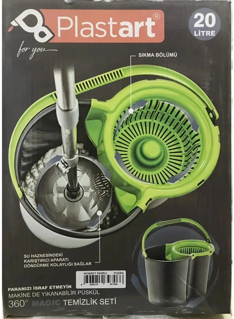 بلاستارت مجموعة تنظيف دلو وممسحة عصر 20 لتر - Image 1