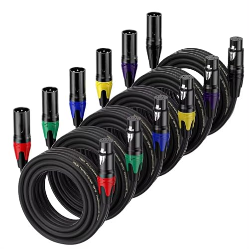 Imaginea 10Mtr XLR Cable | Pack of 6 | Microphone Cable | Male to Female Balanced Mic Cable | Gold Plated 3 Pin Audio Cable for Speaker, Mixer, Guitar Patch Cable Recording, Podcast Cable - Image 1