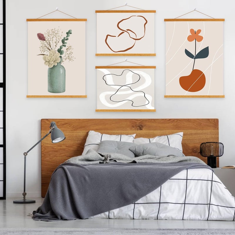 Benjia 4 Pack 8x10 8x12 8x18 Poster Frame, Magnetic Light Wood Frame Hanger for Photo Picutre Canvas Artwork Art Print Wall Hanging (4 Packs, 8", Teak Color) - Image 5