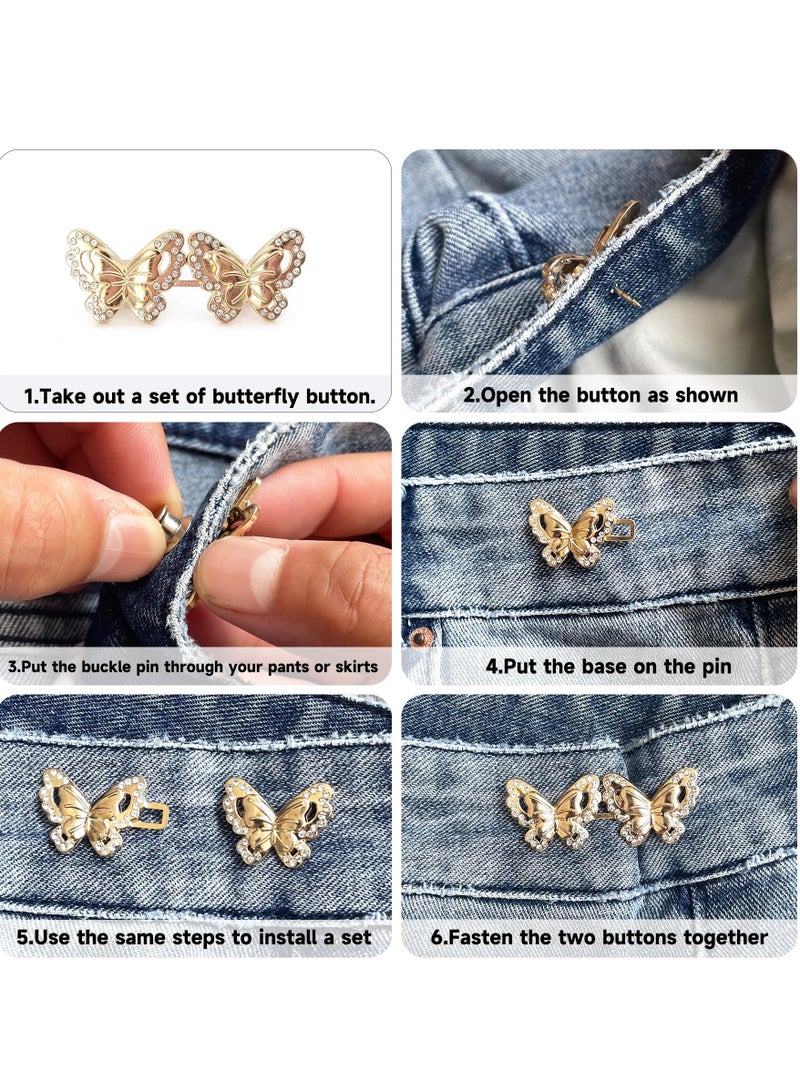 Set of 4 Pairs of Waist Cinchers, Butterfly Jean Buttons for Loose Jeans, Adjustable and Removable  Trouser Clips for Waist, Seamless Buttons for Making Jeans Smaller  - Image 4