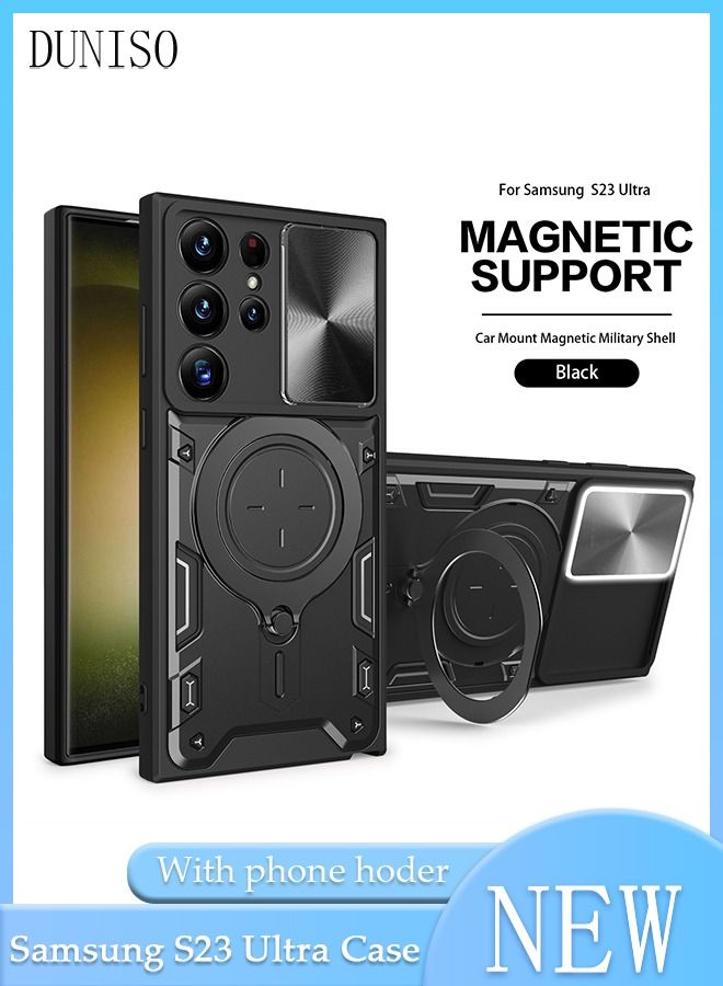 DUNISO Samsung Galaxy S23 Ultra Phone Case 6.8 Inch Sliding Camera Cover Anti-drop Multi-layer Design Phone Cover with Magnetic Stand [Compatible with Magsafe] for Galaxy S23 Ultra - Image 1