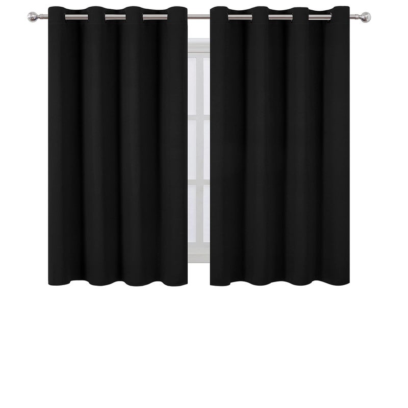 LEMOMO Black Thermal Blackout Curtains/52 x 54 Inch/Set of 2 Panels Room Darkening Curtains for Bedroom - Image 2