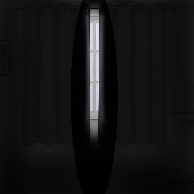 LEMOMO Black Thermal Blackout Curtains/52 x 54 Inch/Set of 2 Panels Room Darkening Curtains for Bedroom - Image 3