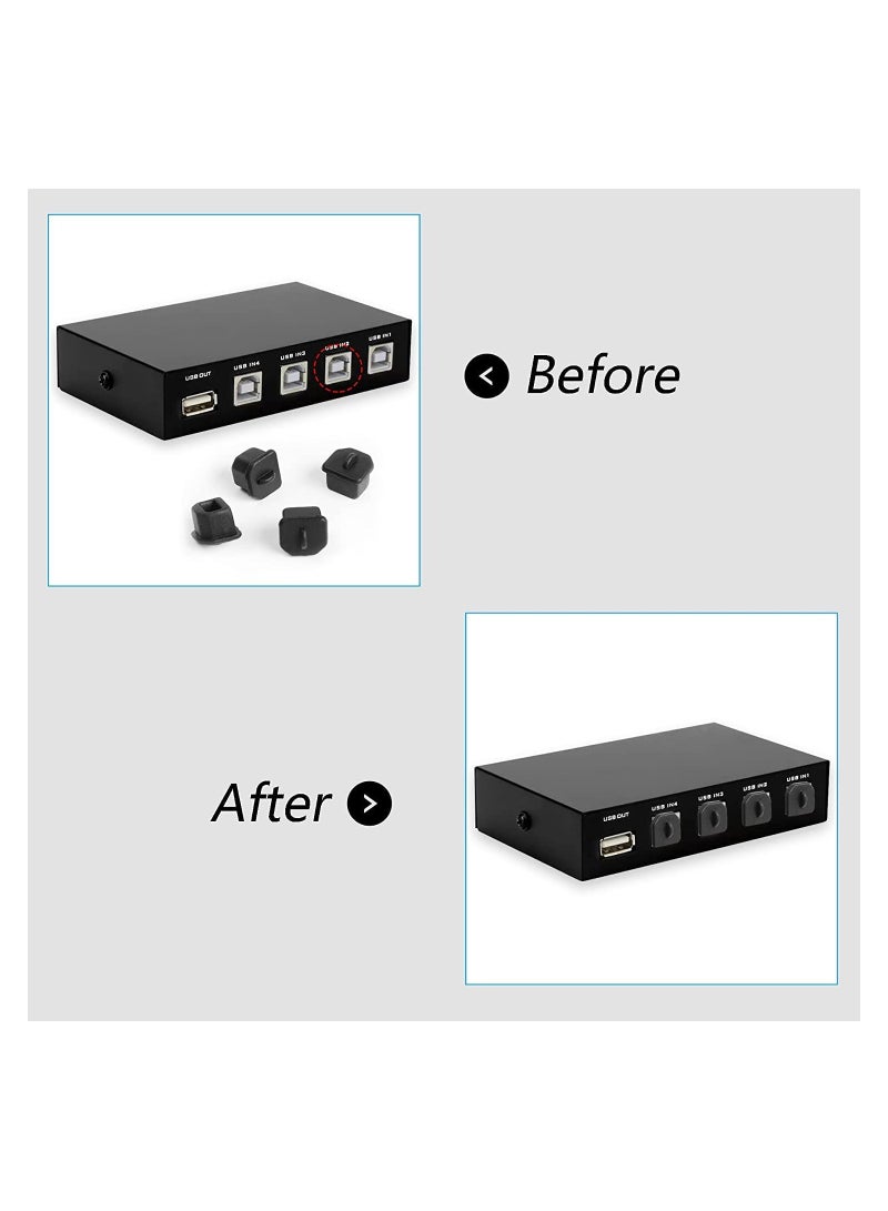SYOSI 20pcs USB B Anti Dust Cap Cover Plugs USB B Female Dustproof Plug Soft Silicone Protector Black  - Image 3
