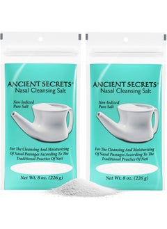 ANCIENT SECRETS Ancient Secrets Neti Pot Salt - Nasal Cleansing Salt, Non-Iodized Pure Salt for Use with Ancient Secrets Nasal Cleansing Pot, 8 Oz Ea (Pack of 2) 