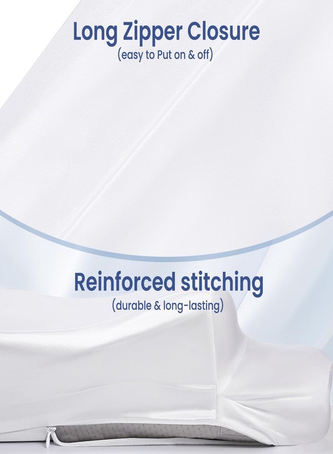 Zelimun Satin Pillowcase for Cervical Pillows, (Cover Only) Fit for Orthopedic Neck Support Pillow, Silky Smooth Pillowcase Cover with Zipper Closure (White) - Image 5