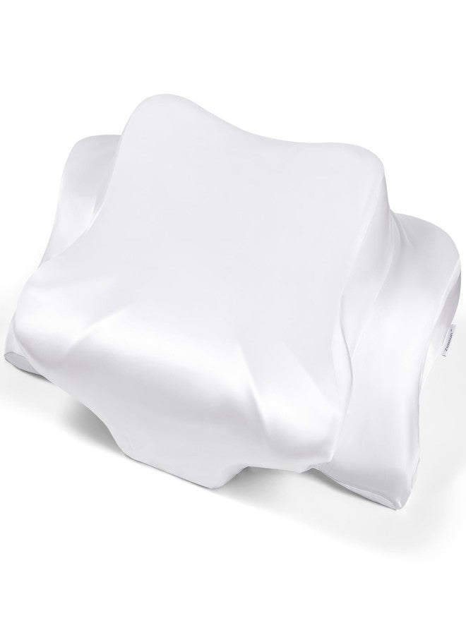 Zelimun Satin Pillowcase for Cervical Pillows, (Cover Only) Fit for Orthopedic Neck Support Pillow, Silky Smooth Pillowcase Cover with Zipper Closure (White) - Image 1