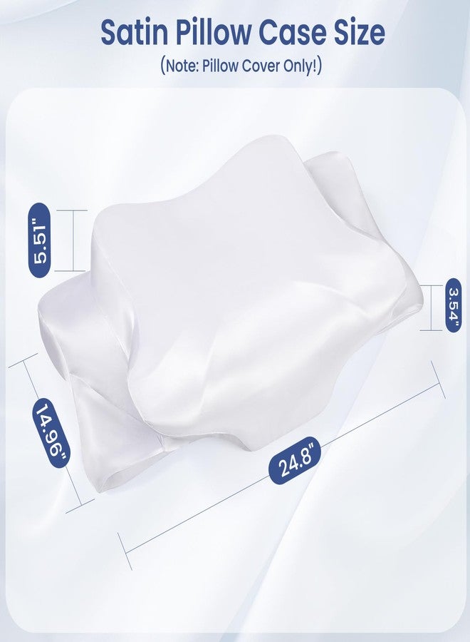 Zelimun Satin Pillowcase for Cervical Pillows, (Cover Only) Fit for Orthopedic Neck Support Pillow, Silky Smooth Pillowcase Cover with Zipper Closure (White) - Image 2