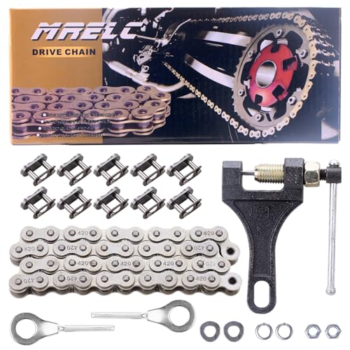 MRELC 420 Chain 42 Links + Chain Breaker fit for Coleman CT200U CT200U-EX BT200X Baja Warrior MB200 Massimo Trailmaster Predator 212cc 196cc 6.5hp Mini Bike Parts - Image 1