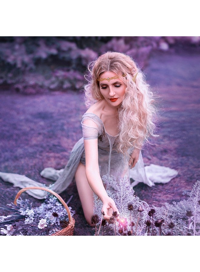 FRESHME Fairy Ears With Elf Crown Set 2 Pairs Soft Elf Ears With Gold Fairy Crown Set Pixie Headband Headpiece Kit Cosplay Costume Makeup For Halloween Renaissance Costume Dress Up - Image 4