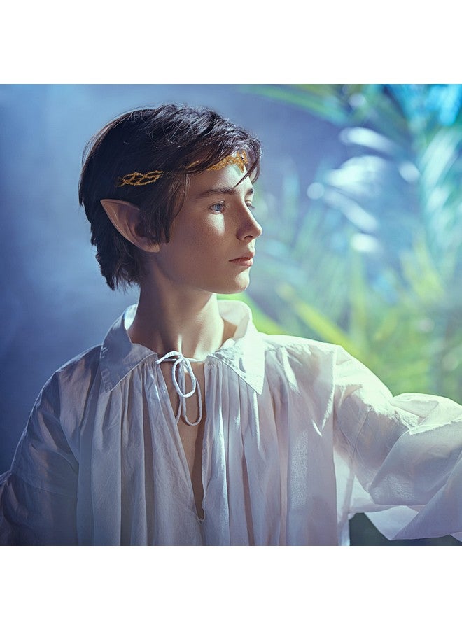 FRESHME Fairy Ears With Elf Crown Set 2 Pairs Soft Elf Ears With Gold Fairy Crown Set Pixie Headband Headpiece Kit Cosplay Costume Makeup For Halloween Renaissance Costume Dress Up - Image 3