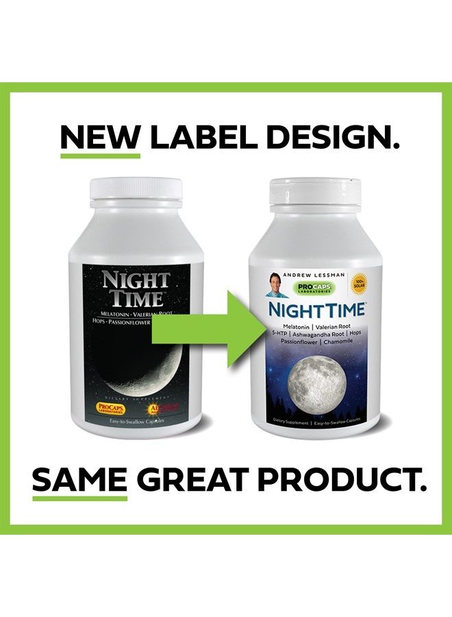 Andrew Lessman Night Time 360 Capsules - 3mg Melatonin, Valerian, Ashwagandha, Passionflower, Hops, Chamomile. No Morning Hangover. Natural Support for Gentle Restful Sleep. Easy to Swallow Capsules - Image 2