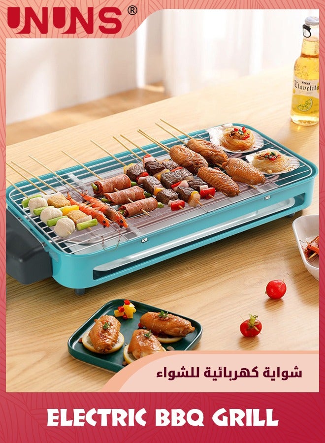 UNUNS Electric Indoor Grill,2 in 1 Indoor Grills for Kitchen With Grill Net,Non-Stick Cooking Removable Plate,Temperature Control,Dishwasher Safe,Removable Drip Tray  - Image 1