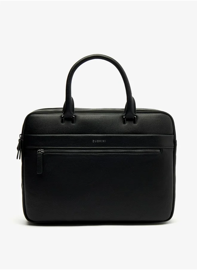 DUCHINI Men's Solid Portfolio Bag with Detachable Strap and Zip Closure