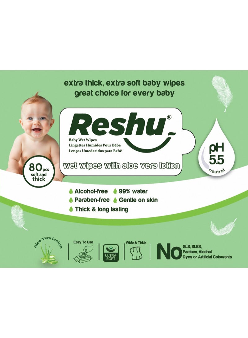 Reshu Baby Wet Wipes Aloe Vera - 80 wipes - Image 2