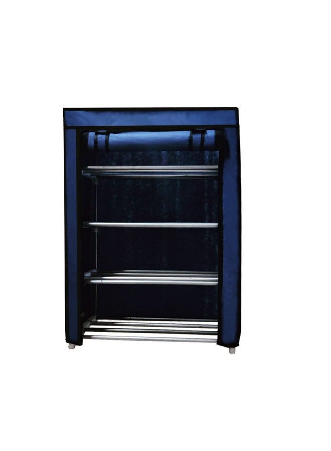 ROBMOB Multipurpose Collapsible 4 Layer Metal Shoe Stand, Shoe Organiser for Home & Office (Dark Blue, Metal) - Image 3