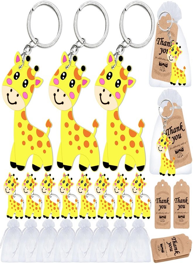 Elecrainbow 60 Pack Giraffe Party Favors Include 20 Giraffe Keychains, 20 Thank You Tags, 20 Gift Bags for Safari Party, Jungle Baby Shower, Zoo Animal Themed Kids Birthday, Wild ONE First Birthday - Image 1