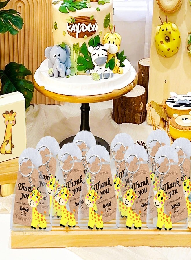 Elecrainbow 60 Pack Giraffe Party Favors Include 20 Giraffe Keychains, 20 Thank You Tags, 20 Gift Bags for Safari Party, Jungle Baby Shower, Zoo Animal Themed Kids Birthday, Wild ONE First Birthday - Image 4