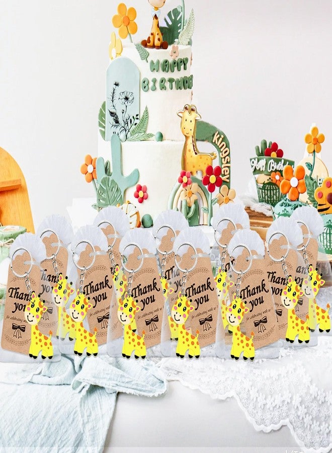 Elecrainbow 60 Pack Giraffe Party Favors Include 20 Giraffe Keychains, 20 Thank You Tags, 20 Gift Bags for Safari Party, Jungle Baby Shower, Zoo Animal Themed Kids Birthday, Wild ONE First Birthday - Image 5