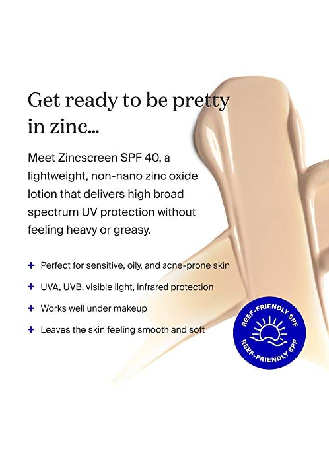 Supergoop! كريم زينك سكرين 1.7 أونصة سائلة بعامل حماية من الشمس 40 PA+++ 100% معدني للوجه وواقي شمسي واسع الطيف - Image 3