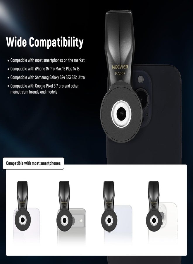 NEEWER Universal Phone Clamp for 17mm Threaded Lens, Professional Telephoto Lens Attachment & Adapter, Compatible with iPhone 15 Pro Max 15 Plus 14 13 Samsung Galaxy S24 S23 Ultra Google Pixel, PA007 - Image 3