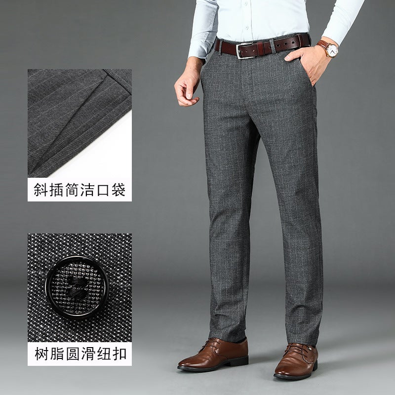Thick Striped Men'S Long Pants Non-Ironing And Anti-Wrinkle Business Pants Straight Loose Men'S Casual Pants - Image 2