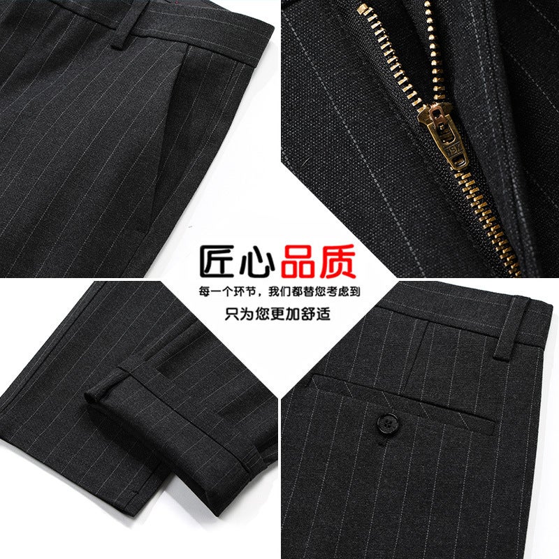 Thick Striped Men'S Long Pants Non-Ironing And Anti-Wrinkle Business Pants Straight Loose Men'S Casual Pants - Image 5