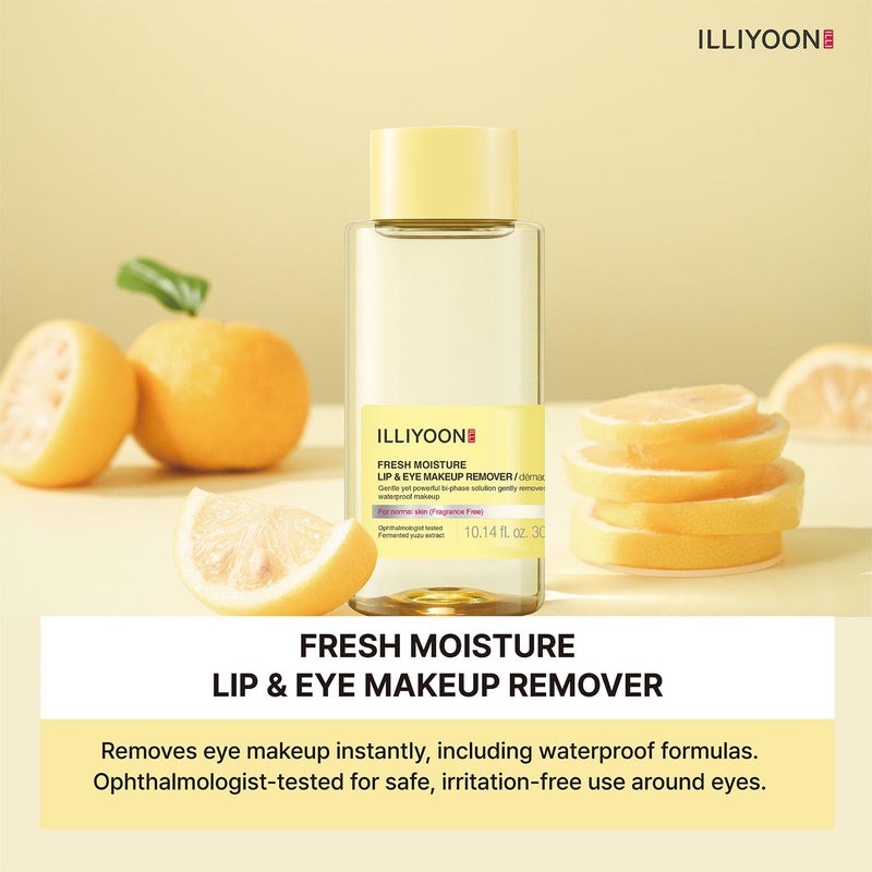 Illiyoon Fresh Moisture Lip and Eye Makeup Remover - Instant & Gentle Waterproof Make-up Remover, Non-Greasy with Naturally Fermented Yuzu Extract, Fragrance and Paraben-Free, 0.14 Fl.Oz (300ml) - Image 3