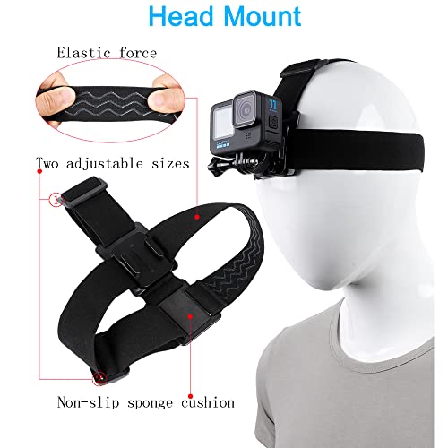PELLKING مجموعة ملحقات لكاميرات GoPro Hero 13/12/11/10/9/8/7/6/5/4، حزام رأس سريع الإطلاق + حزام صدر + حامل حقيبة ظهر + حزام معصم دوار 360° - Image 5