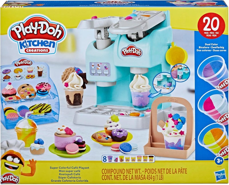 Play-Doh مجموعة مقهى كيتشن كرييشنز الملونة للغاية مع 20 ملحقًا و 8 علب من مركب النمذجة، لعبة طعام القهوة للأطفال من 3 سنوات وما فوق، غير سامة - Image 3