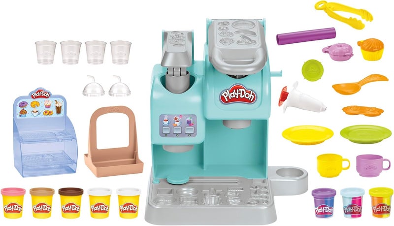 Play-Doh مجموعة مقهى كيتشن كرييشنز الملونة للغاية مع 20 ملحقًا و 8 علب من مركب النمذجة، لعبة طعام القهوة للأطفال من 3 سنوات وما فوق، غير سامة - Image 1