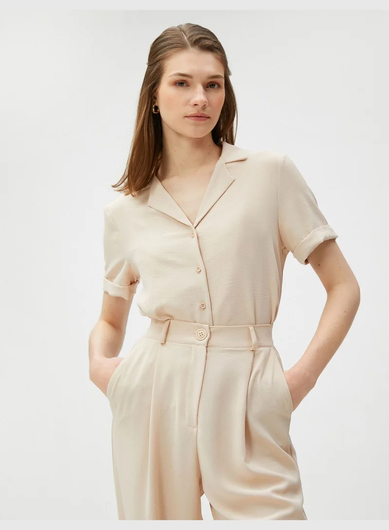 KOTON Short Sleeve Shirt Jacket Neck
